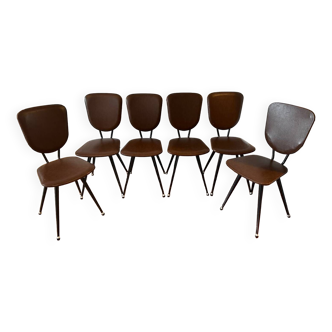 Set of 6 vintage chairs - Roger Breton - 1950s