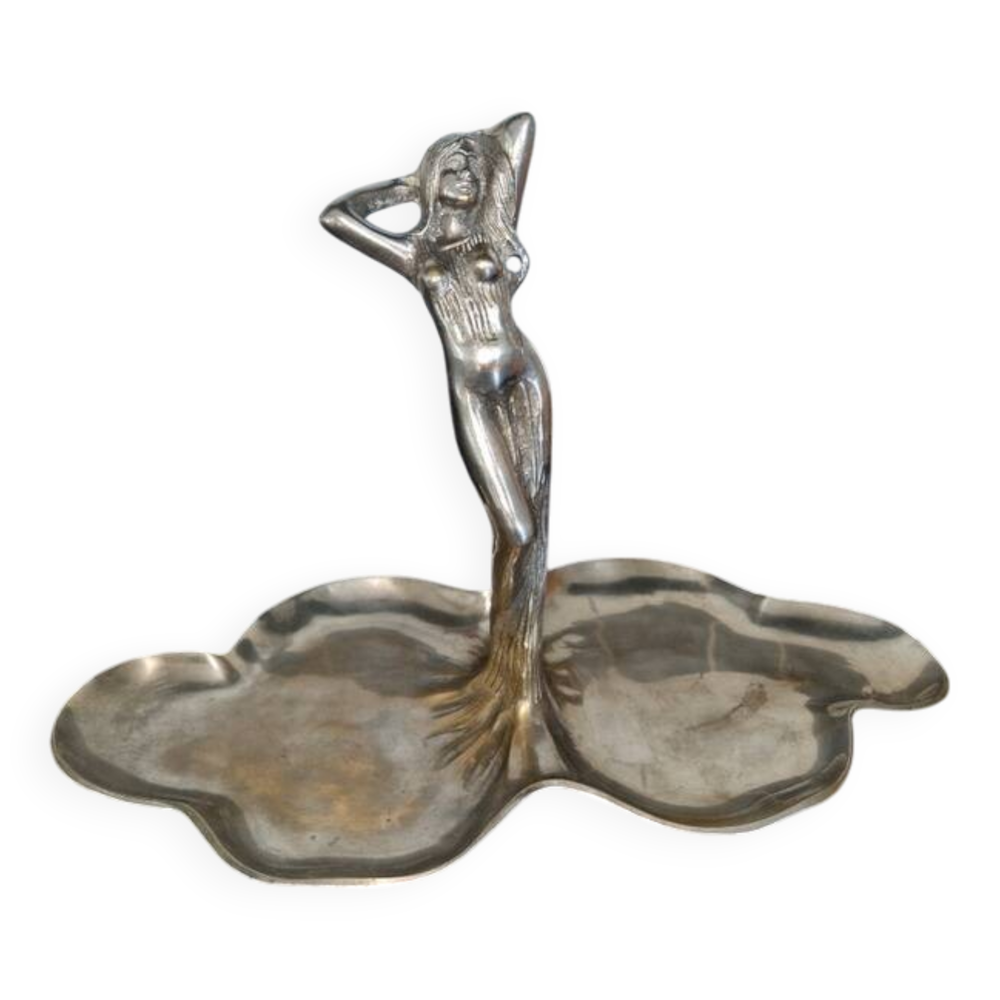 Display stand, cup, pocket tray in silver-plated bronze - Art Nouveau period