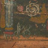 Antique hand-painted trunk with floral motifs (year 1869) #98