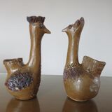 2 ceramic zoomorphic vases, signed 50s