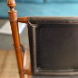 Safari armchair in wood and leather