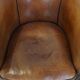 Set of 2 club armchairs in sheepskin leather with black piping
