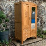 Parisian art deco hotel wardrobe in solid raw oak 1930