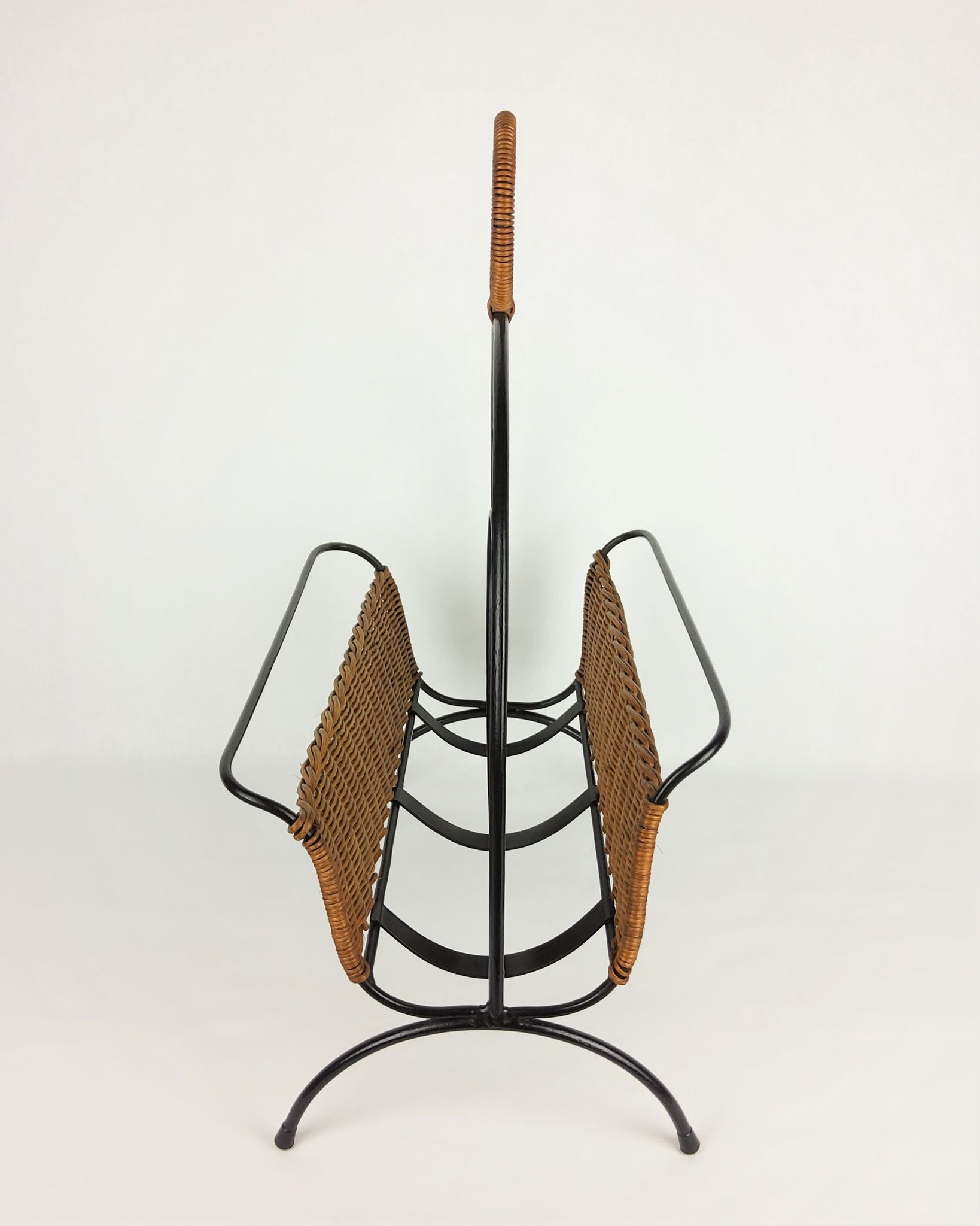 Rattan and metal magazine holder 1960