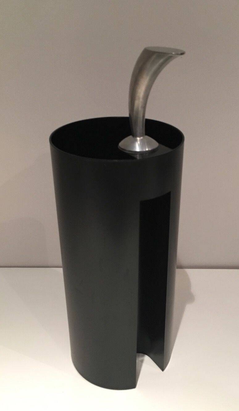 "Golf" umbrella stand in black plastic and chrome