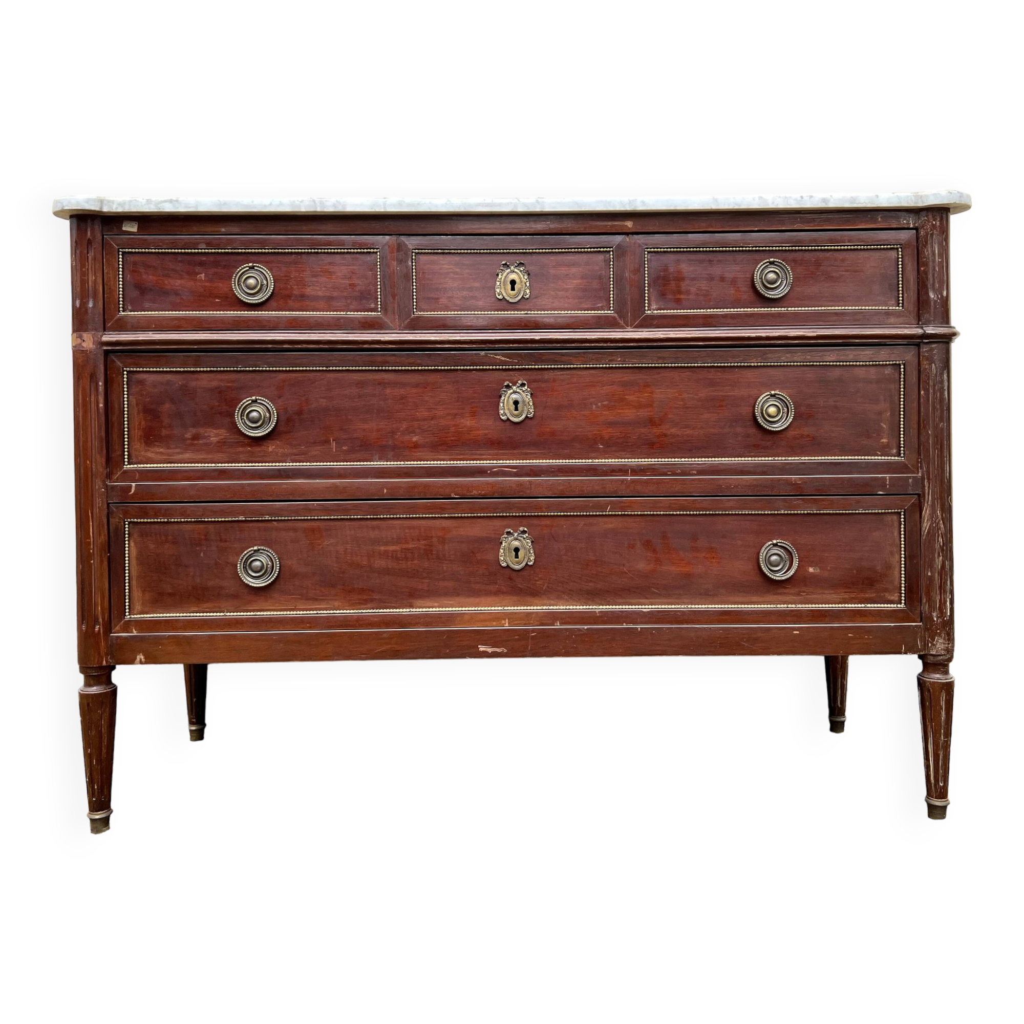 Antique Louis XVI style chest of drawers in Parisian style mahogany