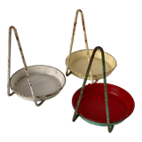 Three small lacquered iron flower pot holders. Around 1950