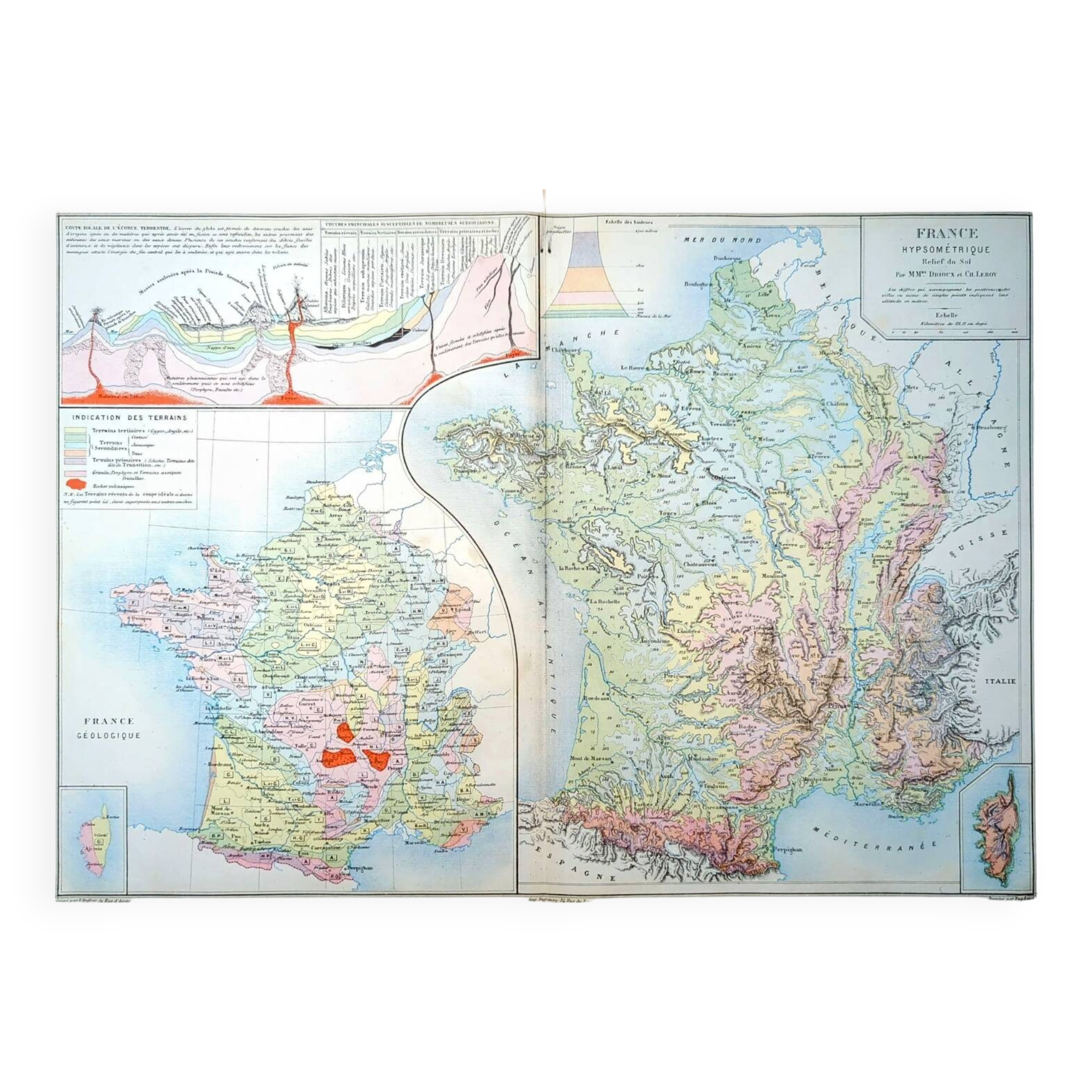 1879, Hypsometric map of France