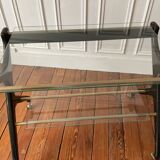Italian design mahogany and glass rolling console
