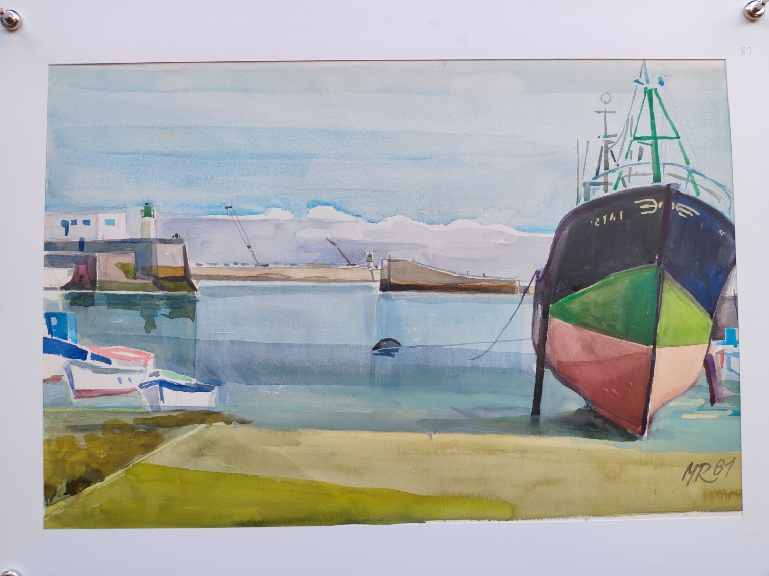 Watercolour by Michel Roubille, the island of Yeu 1981.