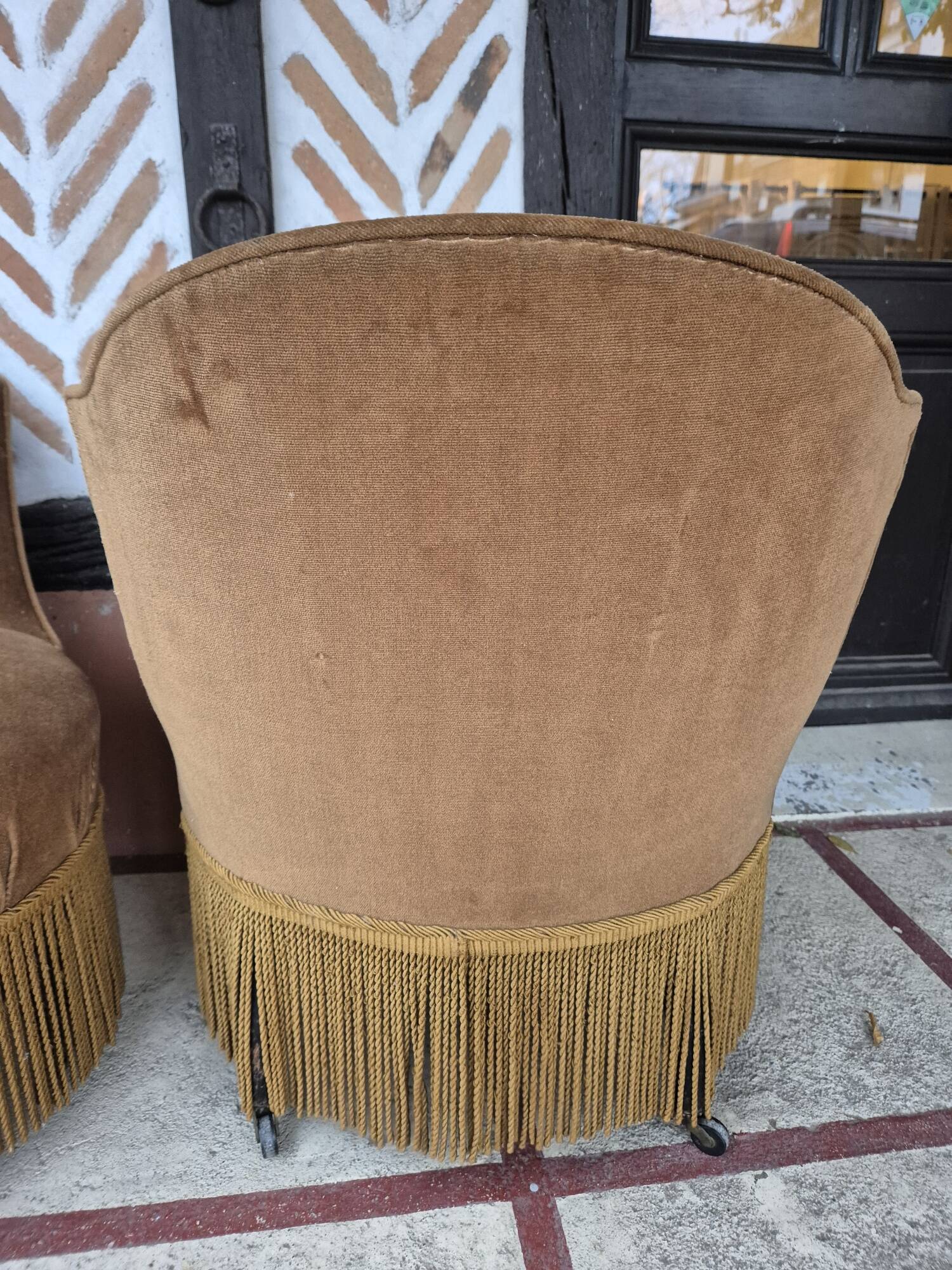 Pair of Napoleon III toad armchairs