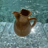 Large vintage artisanal glazed earthenware pitcher with pinched spout