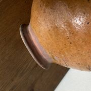 XXL glazed earthenware cache pot from the countryside, planter 1950