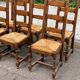 6 solid wood and straw chairs with high farmhouse-style backs