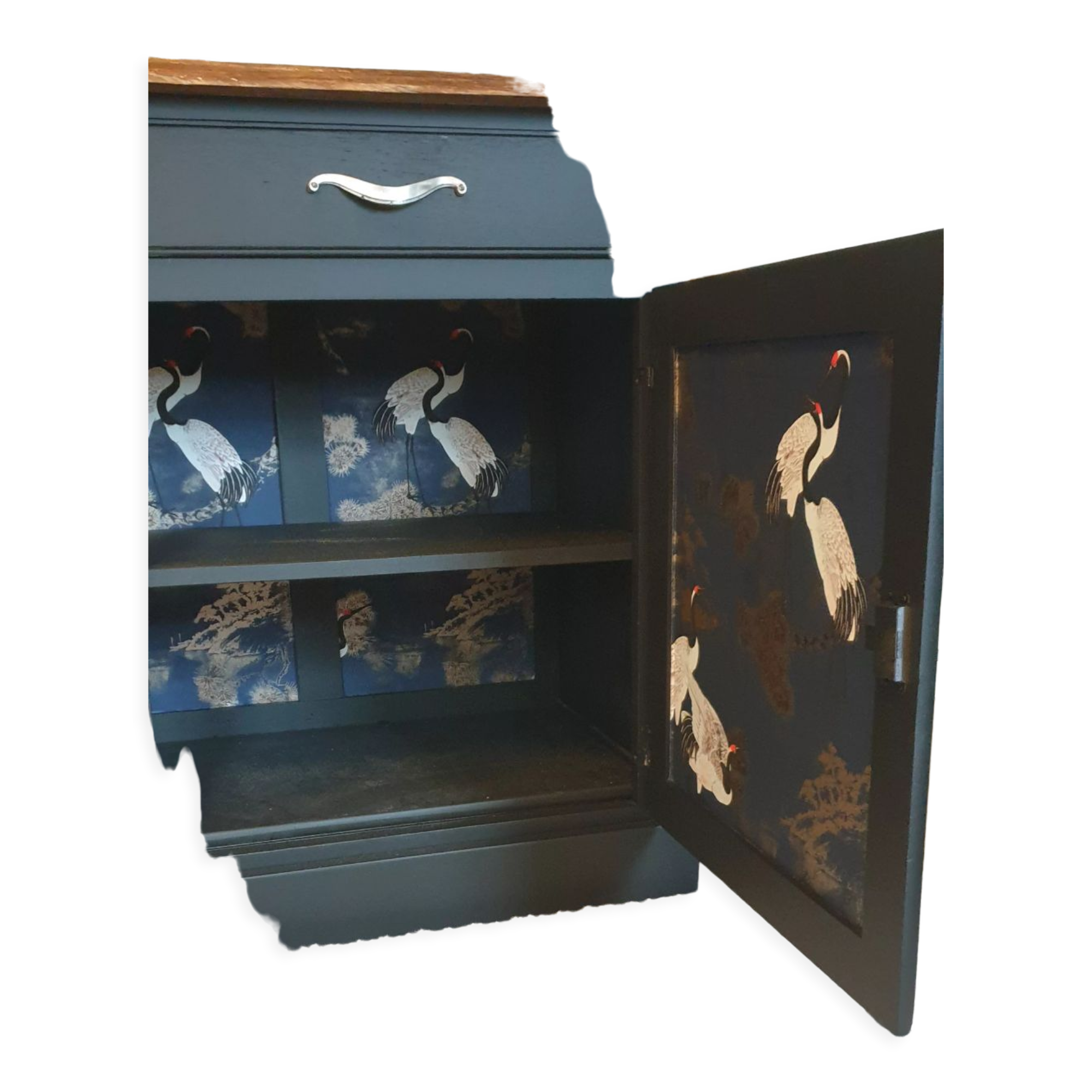 Buffet noir en bois massif