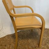 Beech armchair in curved wood