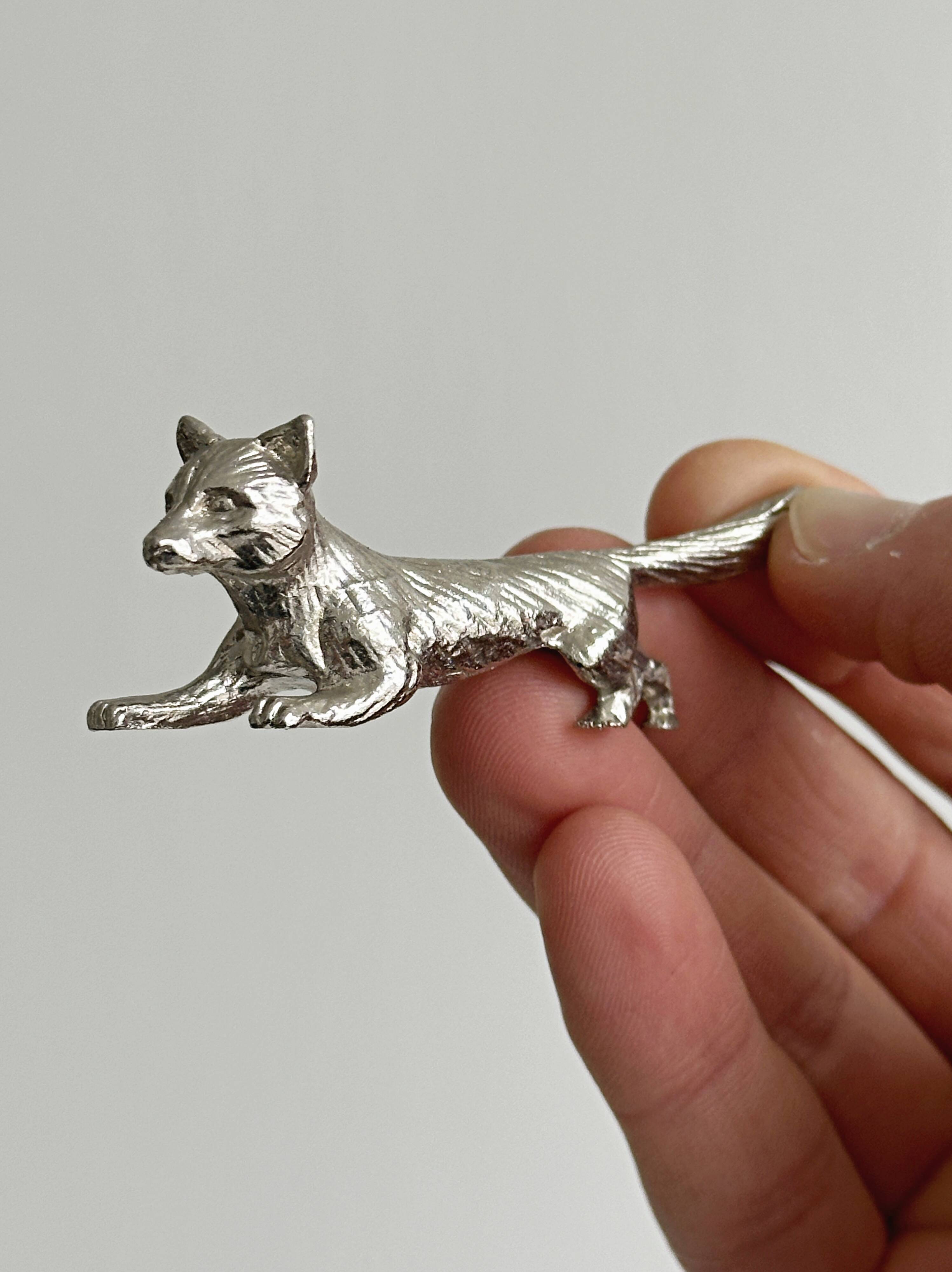 Set of 6 metal fox knife rests