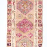 Shades Of Pink Cream Vintage Runner Rug, 85x330Cm