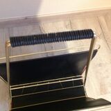 Magazine holder in gold metal and black / vintage dressing 60s-70s
