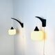 Set Of Single-Arm Wall Lamps In Teak And Opaline Glass By Uno & Östen Kristiansson For Luxus, Sweden 1960S