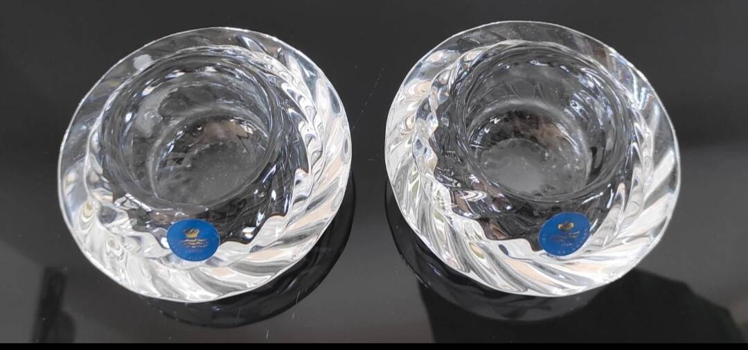 Pair of candlesticks "Hvidovre" in crystal - Royal Copenhagen
