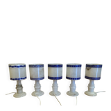 Ensemble de cinq lampes Design scandinave albâtre 1950.