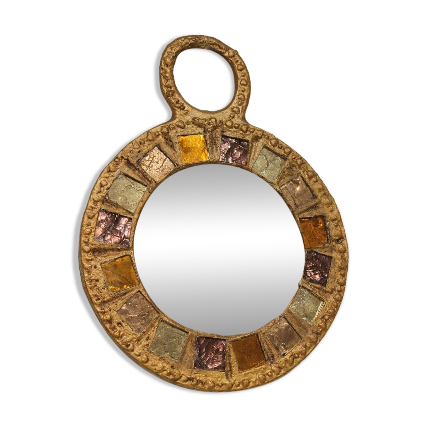 Brutalist mirror in lead and talosel by Irena Jaworska
