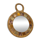 Miroir brutaliste en plomb et talosel de Irena Jaworska