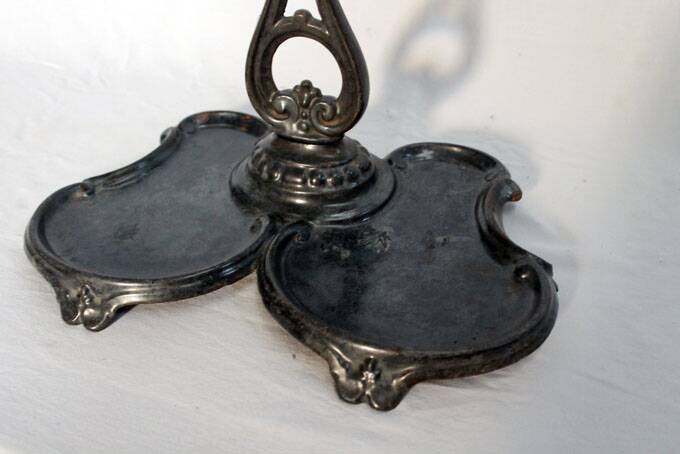 Fireplace tool set, cast iron and wrought iron