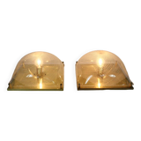 Pair of 80s sconces, white spiral decoration.