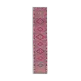 Tapis couloir vintage turc Oushak fait main en laine et coton violet 74x355 cm des années 1970