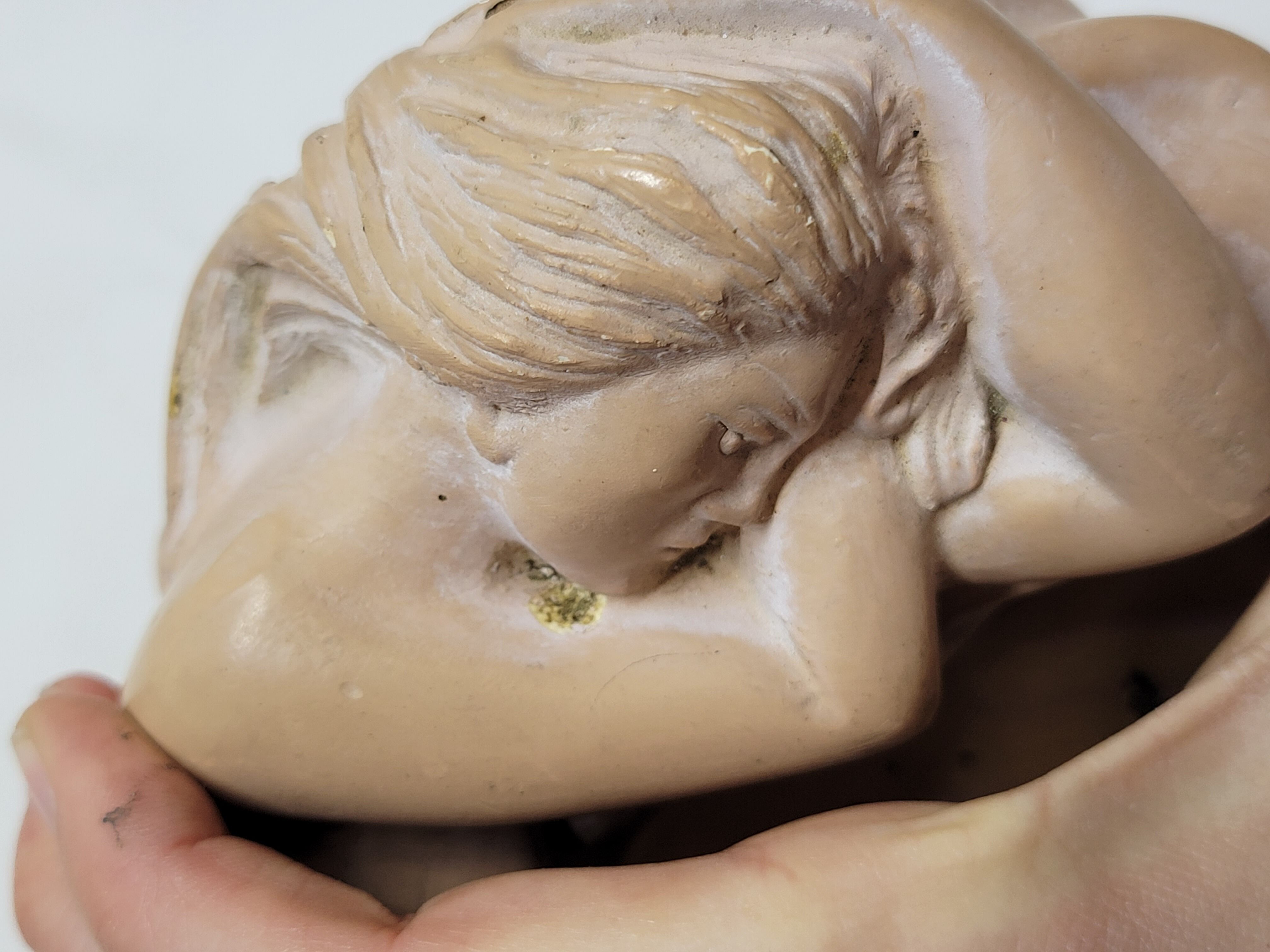 Empty plaster pocket sleeping woman art nouveau signed Carlo Conte