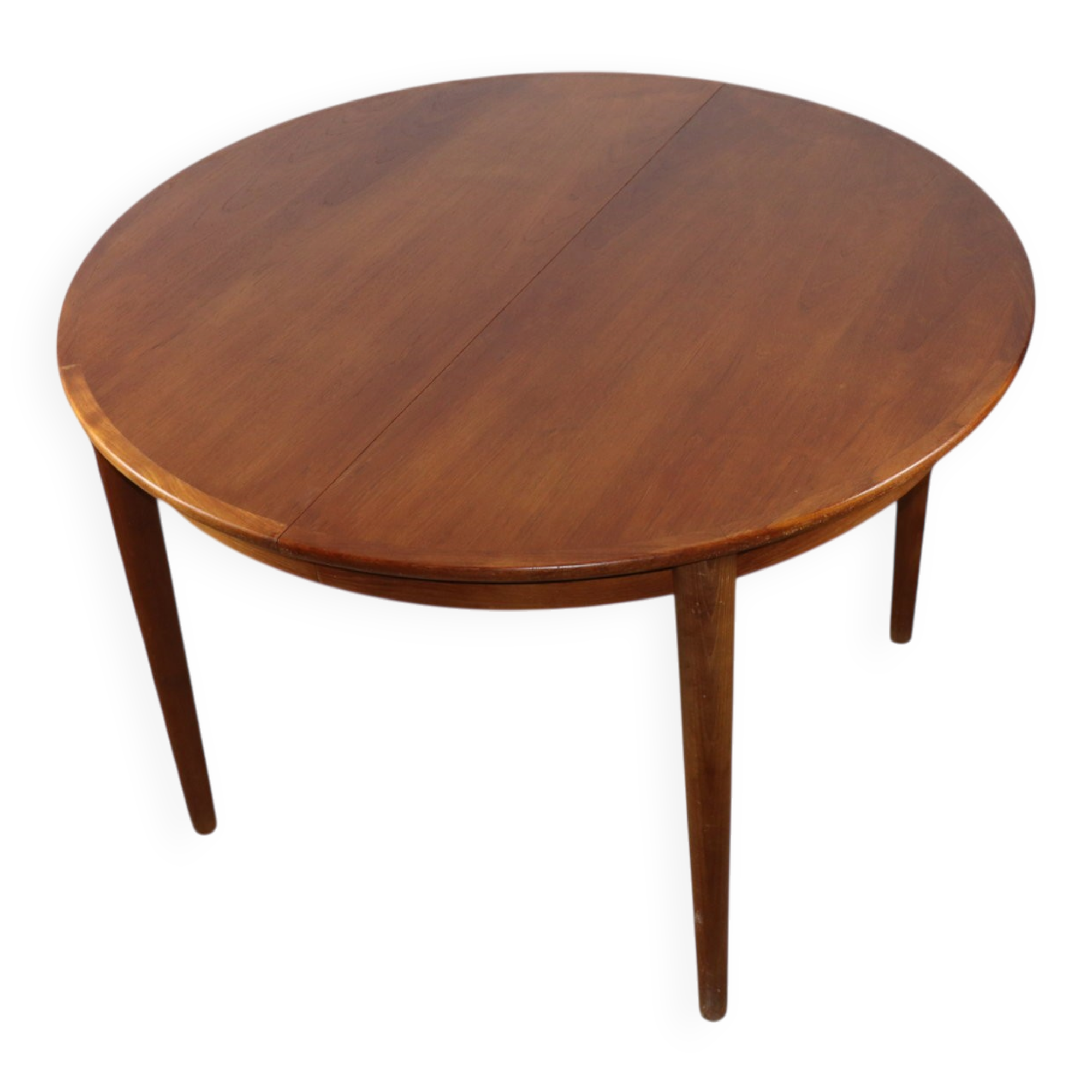 Table ronde de repas extensible danoise en teck – Années 1960