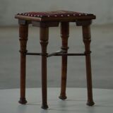 Almue Scandinavian Stool in Wood and Fabric, Late 19th Century