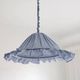 Suspension Emilia, pleated lampshade with frills, blue stripes.