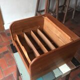 Teak box with curtain door