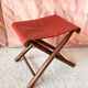 Vintage folding stool Leather & Wood Curule style