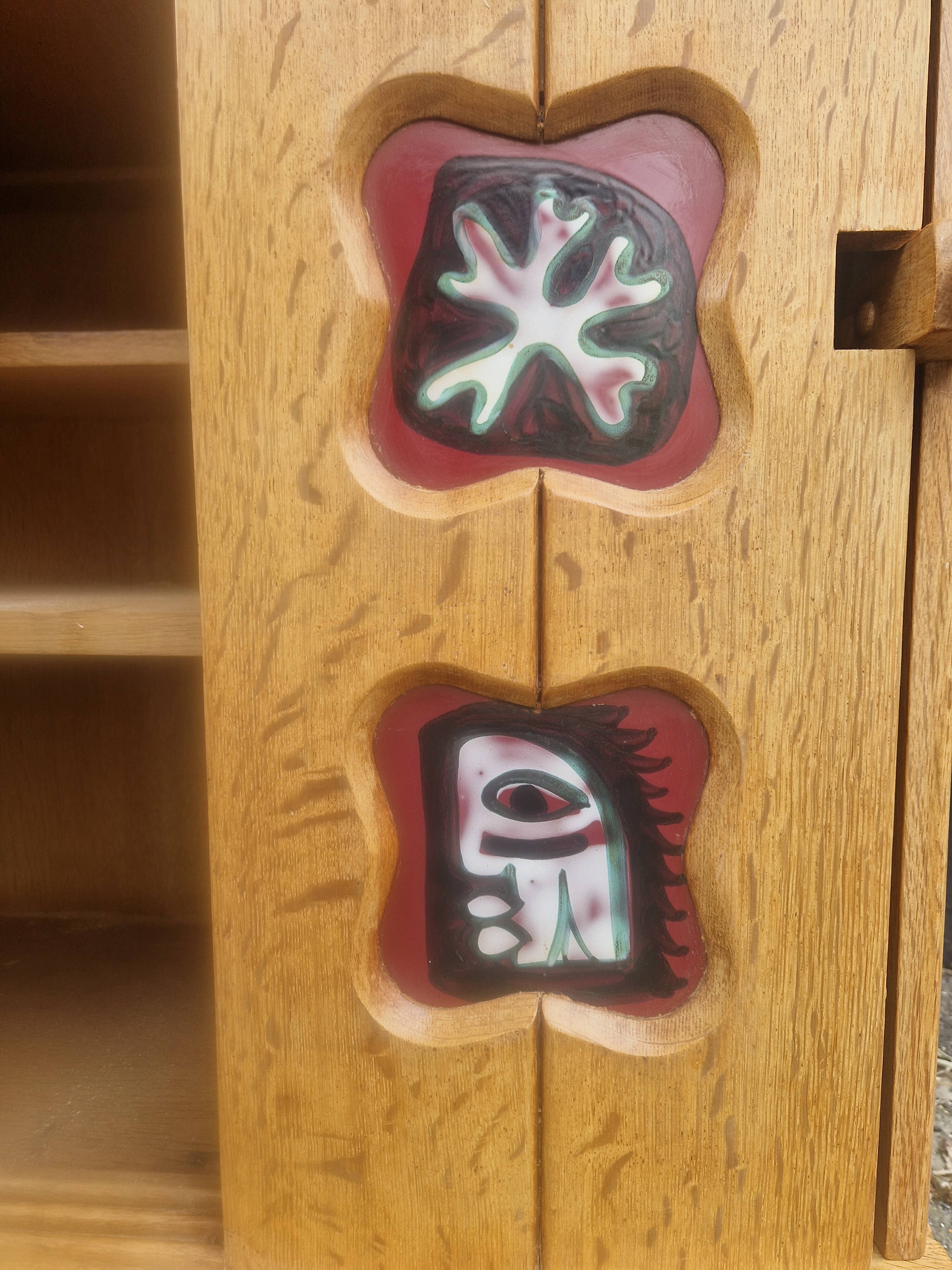Vintage Sideboard In Light Oak, Guillerme And Chambron