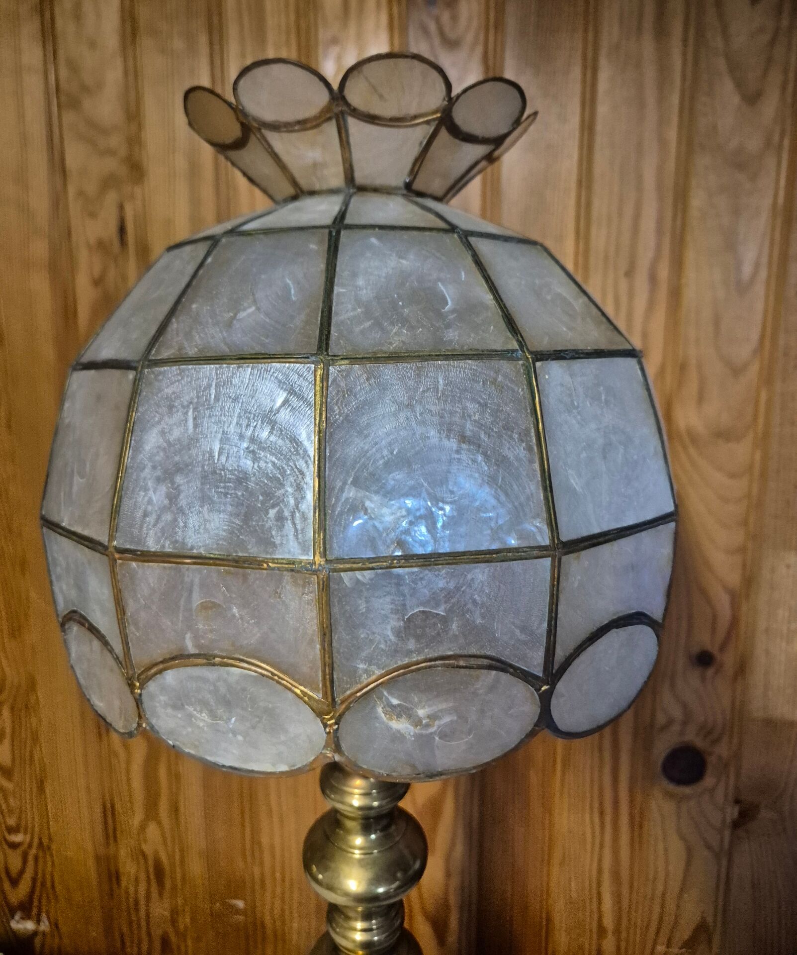 lampe vintage laiton abat jour nacre art deco