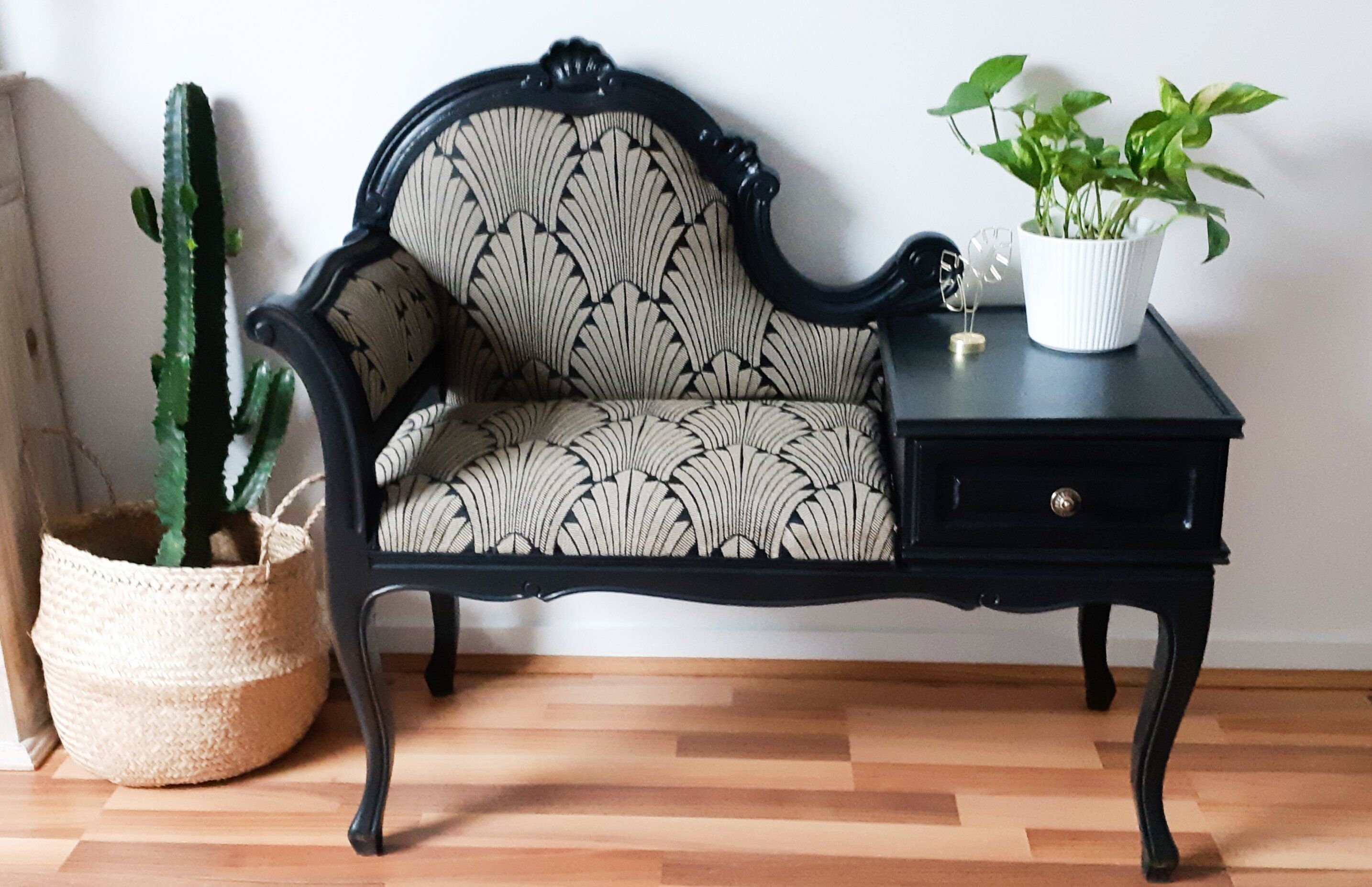 Telephone bench with redesigned armchair