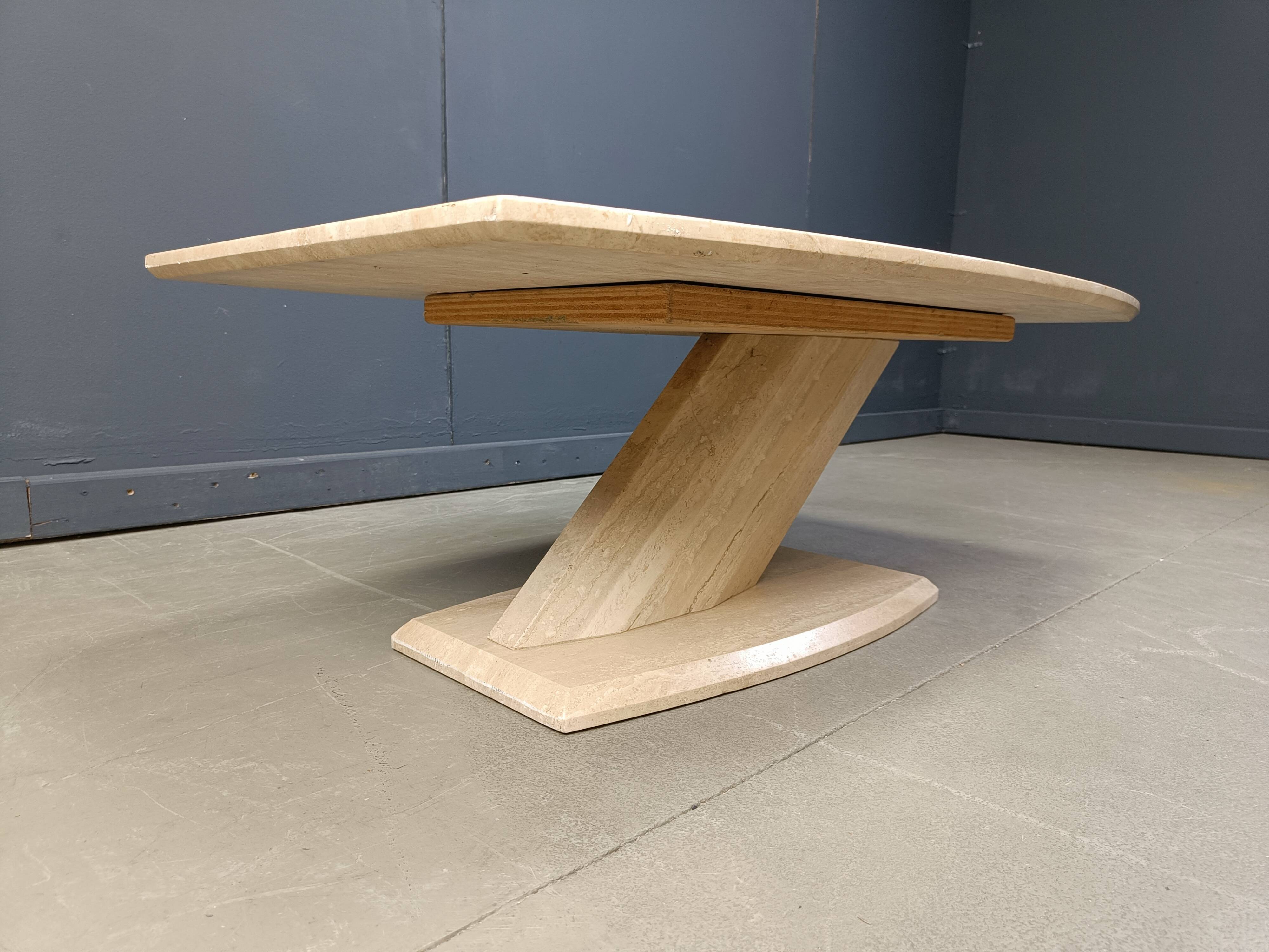Post-modern coffee table in travertine, 1980s