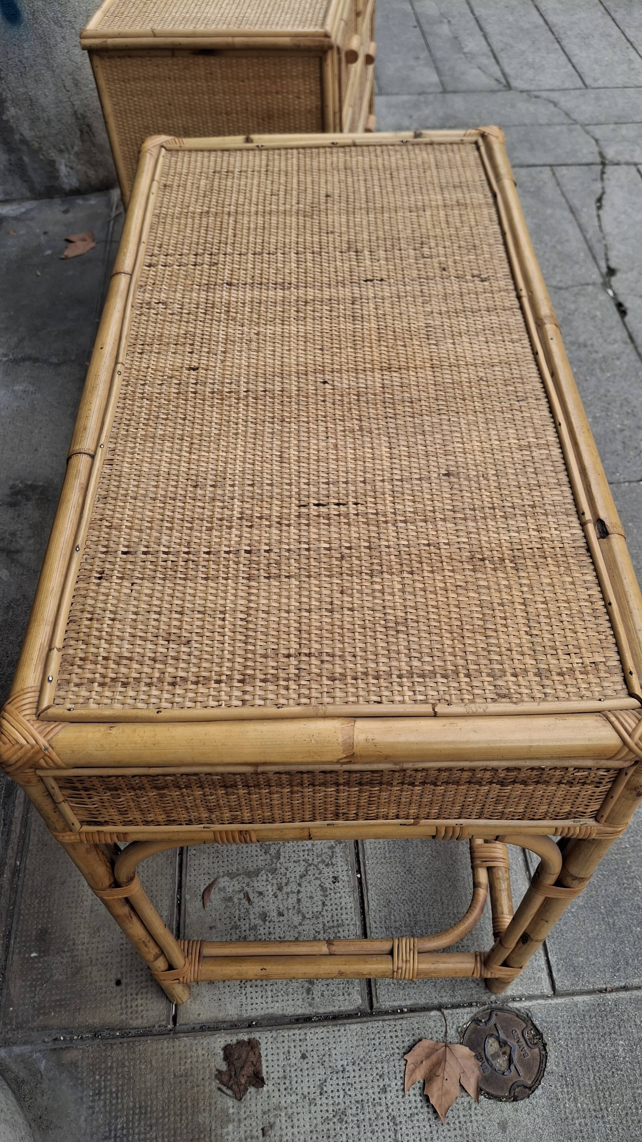 Woven rattan and wicker furniture. Vintage.