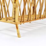 Bamboo and rattan magazine rack in the style of Franco Albini, Italy, 1970s.