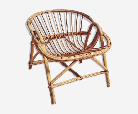 Fauteuil rotin corbeille vintage enfant
