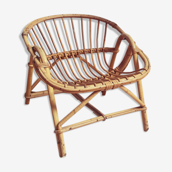 Rattan armchair vintage basket child