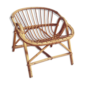 Fauteuil rotin corbeille vintage enfant