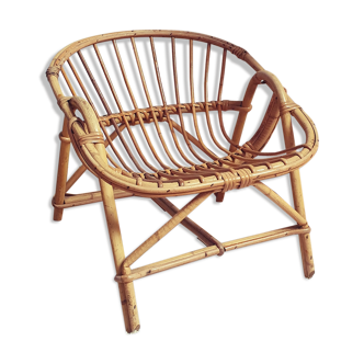 Rattan armchair vintage basket child