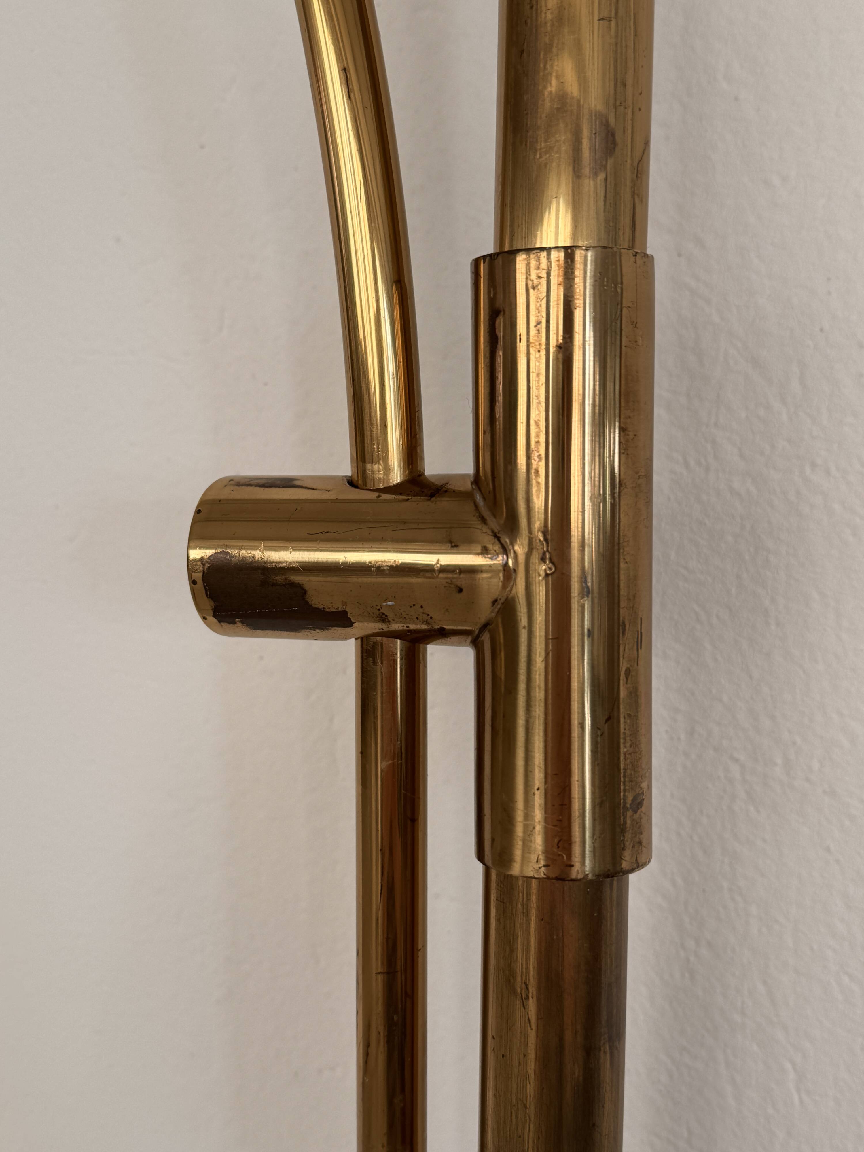 Lampe murale vintage à arc Florian Schulz XL BOCA en laiton, années 1970