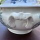 Antique soup tureen, Keller Lunéville earthenware, stamped K, blue decoration.