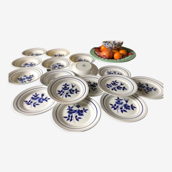 Assiettes faïence Moulin des Loups 8 plates et 8 creuses